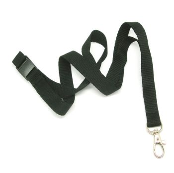 Flat 15mm lanyards with trigger hook & safety breakaway Black