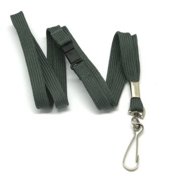 Flat tubular lanyards with swivel hook and safety breakaway GREY-10mm