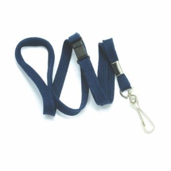 Flat tubular lanyards with swivel hook and safety breakaway NAVY-10mm
