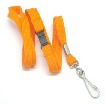 Flat tubular lanyards with swivel hook and safety breakaway ORANGE-10mm