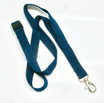 Flat 15mm lanyards with trigger hook & safety breakaway Navy