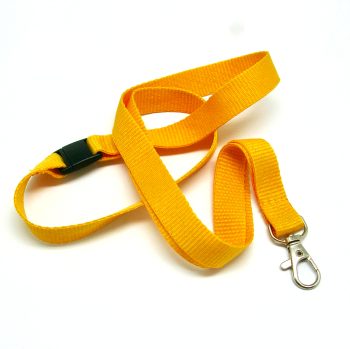 Flat 15mm lanyards with trigger hook & safety breakaway Yellow