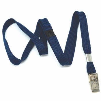 Flat tubular lanyards with alligator clip and safety breakaway NAVY-10mm