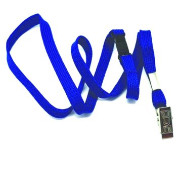 Flat tubular lanyards with alligator clip and safety breakaway ROYAL-10mm