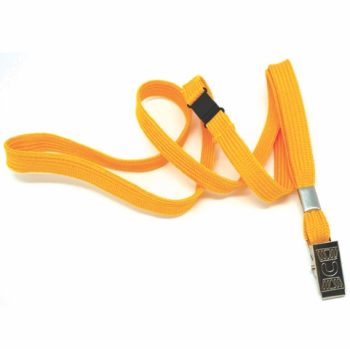 Flat tubular lanyards with alligator clip and safety breakaway YELLOW-10mm