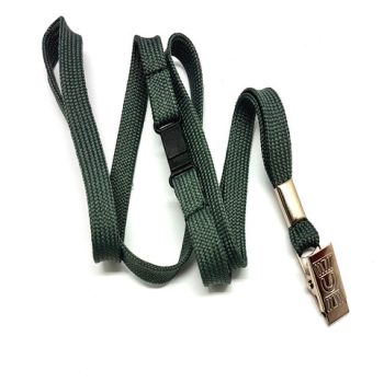 Flat tubular lanyards with alligator clip and safety breakaway Grey-10mm