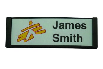 Re-usable Curved Name Badge Black