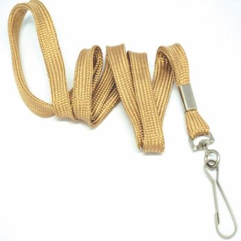 Flat tubular lanyards with snap swivel hook GOLD -10mm