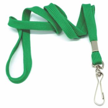 Flat tubular lanyards with snap swivel hook GREEN -10mm