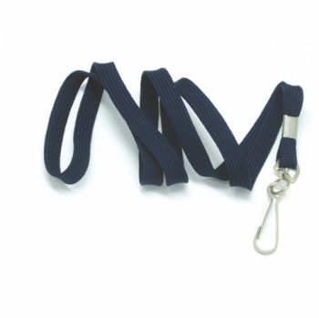 Flat tubular lanyards with snap swivel hook NAVY -10mm