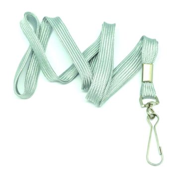 Flat tubular lanyards with standard snap swivel hook SILVER -10mm