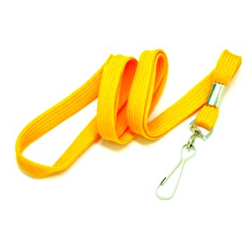 Flat tubular lanyards with standard snap swivel hook YELLOW-10mm