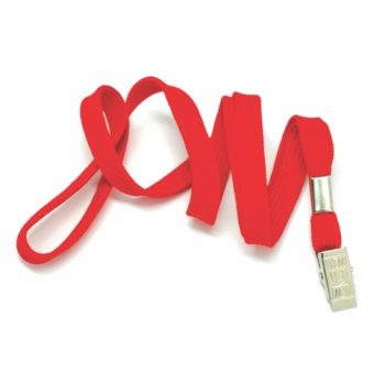 Flat tubular lanyards with alligator clip RED -10mm