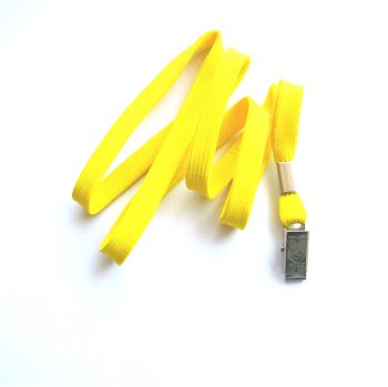 Flat tubular lanyards with alligator clip PANTONE YELLOW