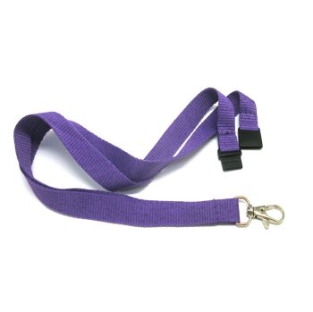 Flat 15mm lanyards with trigger hook & safety breakaway Purple