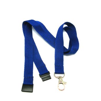 Flat 15mm lanyards with trigger hook & safety breakaway Royal