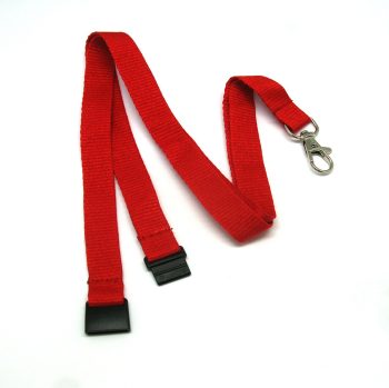 Flat 15mm lanyards with trigger hook & safety breakaway Red
