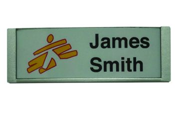 Re-usable Curved Name Badge Silver