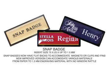 Black Snap Badge  Insert 75mm x 23mm