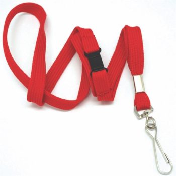 Flat tubular lanyards with swivel hook and safety breakaway RED-10mm